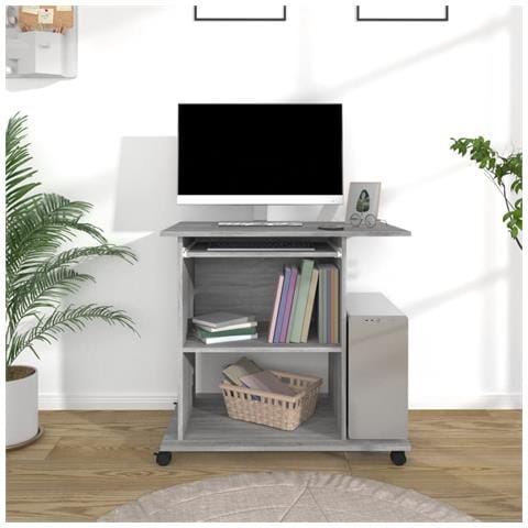 Lusso Casadino -  Scrivania Computer Grigio Sonoma 80x50x75 Cm Legno Multistrato - Foto 8