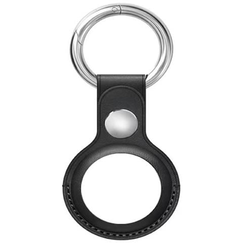 Portachiavi In Pelle Per Apple Airtag Con Anello In Metallo, Nero - Foto 1