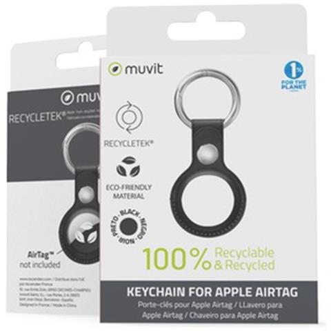 Portachiavi In Pelle Per Apple Airtag Con Anello In Metallo, Nero - Foto 4