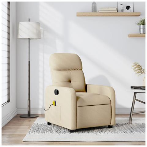 Poltrona Massaggiante Reclinabile Crema in Tessuto - Foto 2