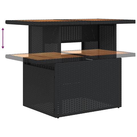 Set da Pranzo da Giardino in 9 Pezzi con Cuscini Nero Rattan Polimero Acacia - Foto 9