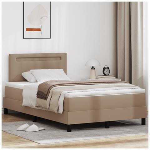 Letto a Rete con Materasso Cappuccino 120x200 cm Pelle Sintetica - Foto 2