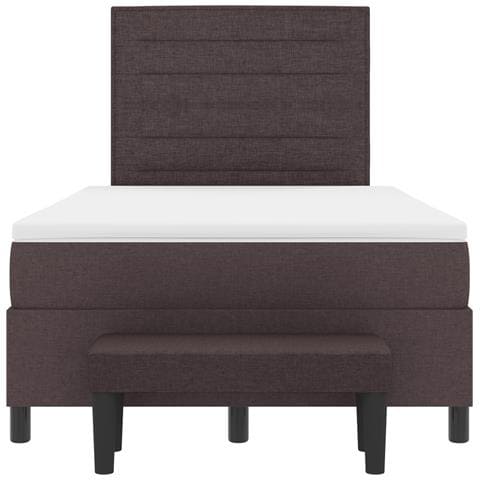 Letto con Box Spring e Materasso & Panchina Marrone Scuro 120x200 cm Tessuto - Foto 9