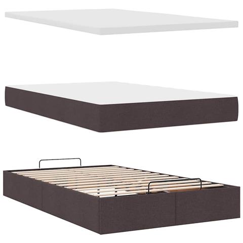 Pouf Letto con Materasso Marrone Scuro 120x200 cm in Tessuto - Foto 9