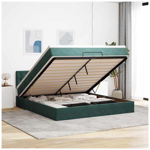 Struttura Letto Pouf con Materasso 160x200 cm in Velluto - Foto 2