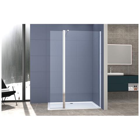 Box Doccia Parete Walk In 100 Cm + Anta 40 Cm H 200 Cm Cristallo Temperato Trasparente 8mm Profilo Cromato Mirella - Foto 1