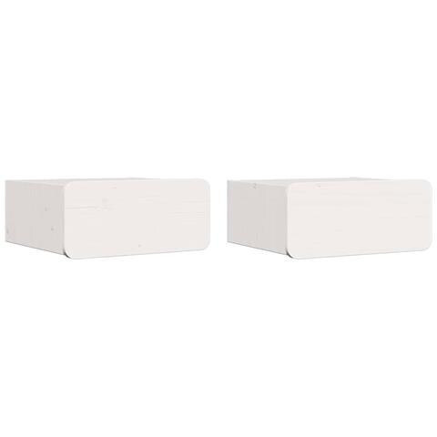 Comodino 2 pcs Bianco 39 x 34 x 16.5 cm Legno di pino massello - Foto 1