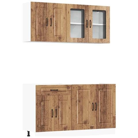 Set Mobili da Cucina 4 pz Kalmar Legno Vecchio in Truciolato - Foto 1
