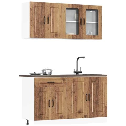 Set Mobili da Cucina 4 pz Kalmar Legno Vecchio in Truciolato - Foto 2