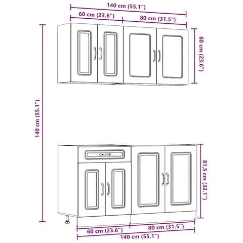 Set Mobili da Cucina 4 pz Kalmar Legno Vecchio in Truciolato - Foto 8