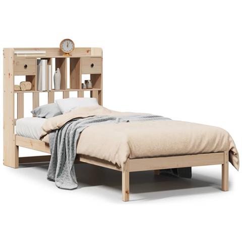 Letto Libreria senza Materasso 90x200 cm Legno Massello Pino - Foto 1
