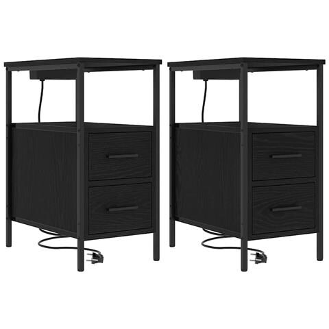 Mobiletti da Notte 2 pcs Rovere nero 30 x 48 x 61 cm - Foto 1
