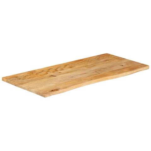 Piano Tavolo Bordi Vivi 100x60x3,8cm in Legno Massello di Mango - Foto 2