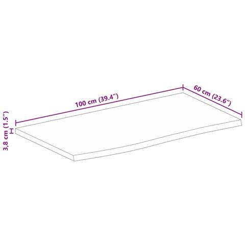 Piano Tavolo Bordi Vivi 100x60x3,8cm in Legno Massello di Mango - Foto 9