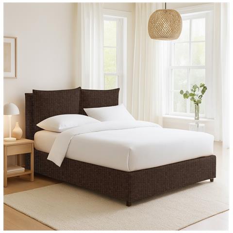 Riesi - Letto Matrimoniale Sfoderabile, Marrone - Foto 2