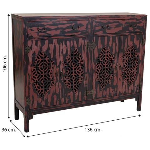 Credenza In Legno Rosso 136x36x106h - Foto 8