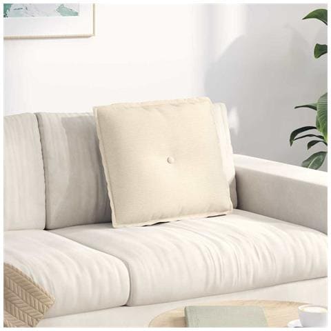 Cuscino per Schiena Crema 50 x 45 cm Tessuto in Cords - Foto 2
