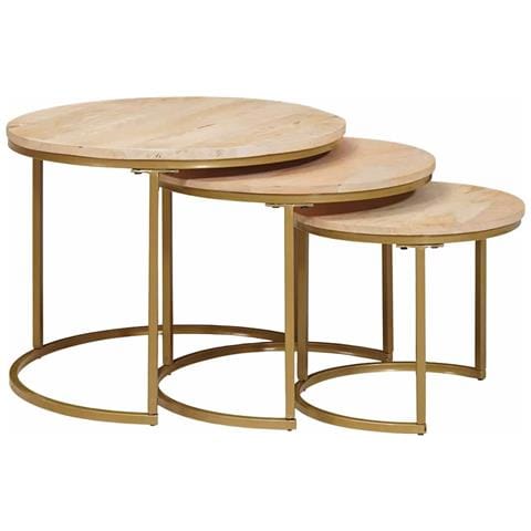 Tavoli da Caffè Nido 3 pcs Legno massello di mango e acciaio - Foto 1