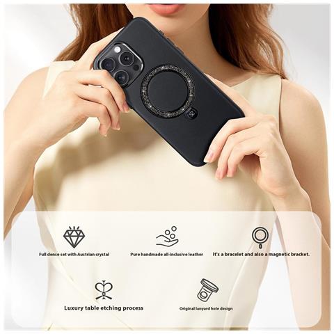 Cover per iPhone 16 Pro - PC+Pelle /PU, Nero, MagSafe - Foto 4