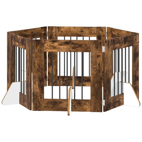 Cancello per cani con supporti 6 pcs Rovere Fumo 60 x 60 cm - Foto 1