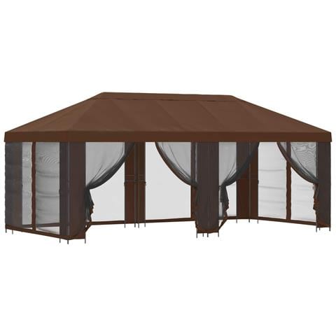 Gazebo con pareti laterali 6 x 3 m Marrone Poliestere e Acciaio - Foto 1