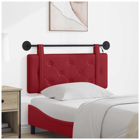 Testiera sospesa Con luce LED Rosso Vino Similpelle - Foto 2
