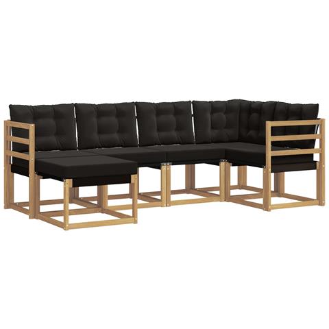 Set di divani da esterno con cuscino 6 pcs Bianco e Nero - Foto 1