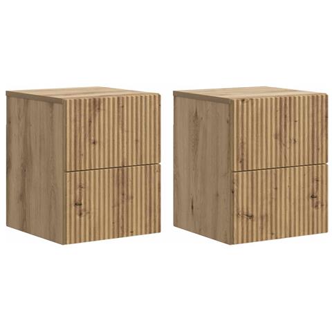 Mobiletto da notte a muro con cassetto 2 pcs Rovere Artigianale - Foto 1