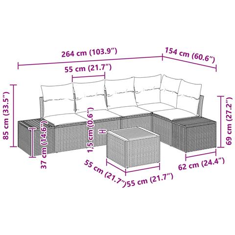 Set Divano da Giardino 6 pz Nero e Turchese polyrattan - Foto 10
