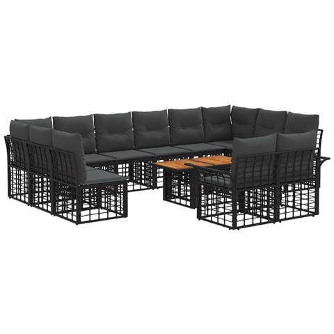 Set Divano da Giardino 13 pz Nero e Grigio scuro polyrattan - Foto 1