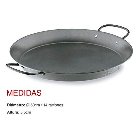 Padella per paella in acciaio al carbonio 60149, antiaderente, adatta a fornelli a gas. - Foto 3