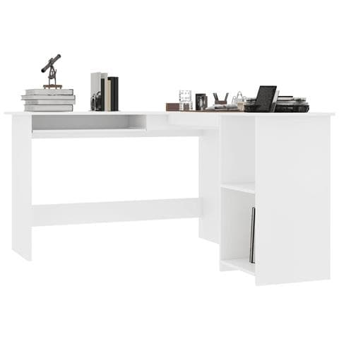 Scrivania Angolare a L Bianca 120x140x75cm in Legno Multistrato - Foto 5