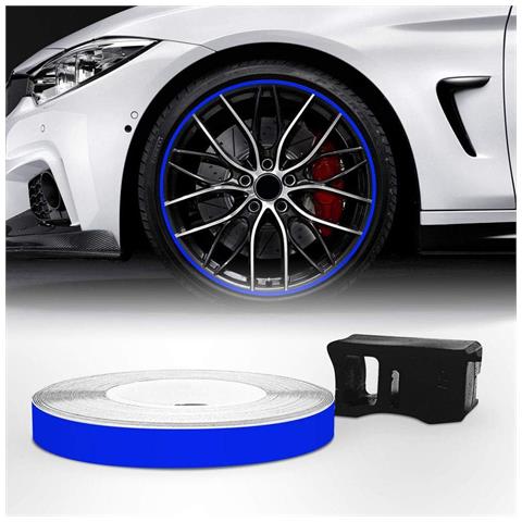Wheel Trim Strisce Adesive Rifrangenti Con Applicatore Per Cerchi Auto, Blu, 7 Mm X 6 Mt - Foto 1