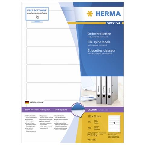 File Labels white 192x38 SuperPrint 700 pcs. , Bianco, Labels / pack - 700 pcs. Sheets / pack - 100 pcs, 192 x 38 mm, A4 sheets, opaque, for file folder - Foto 1