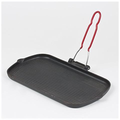 Padella griglia per Carne, Rettangolare, in Fusione di Alluminio, 37 x 22 cm, Colore: Nero - Foto 1