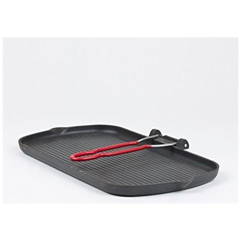 Padella griglia per Carne, Rettangolare, in Fusione di Alluminio, 37 x 22 cm, Colore: Nero - Foto 3
