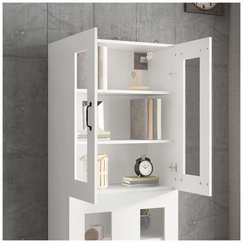 Armadietto Pensile A Parete Bianco 69,5x34x90 Cm - Foto 9