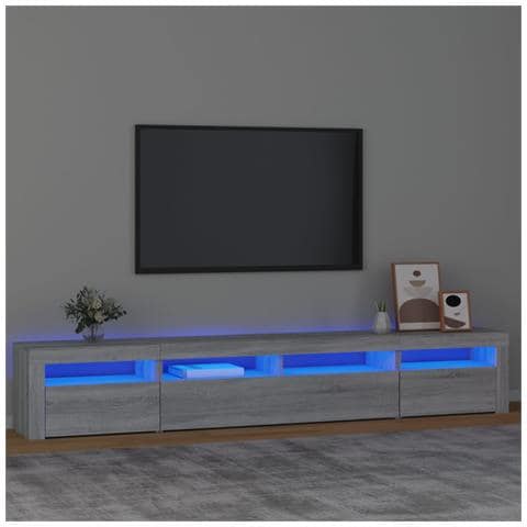 Mobile Porta TV con Luci LED Grigio Sonoma 240x35x40 cm - Foto 12