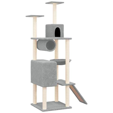Albero Per Gatti Con Tiragraffi In Sisal Grigio Chiaro 168 Cm - Foto 1