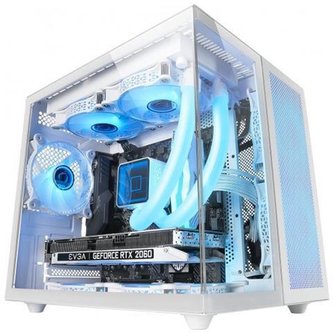 Mc-novam Bianco, Case Microatx, Vetro Temperato, Modulare Doppia Camera, Connettore Usb-c White - Foto 1