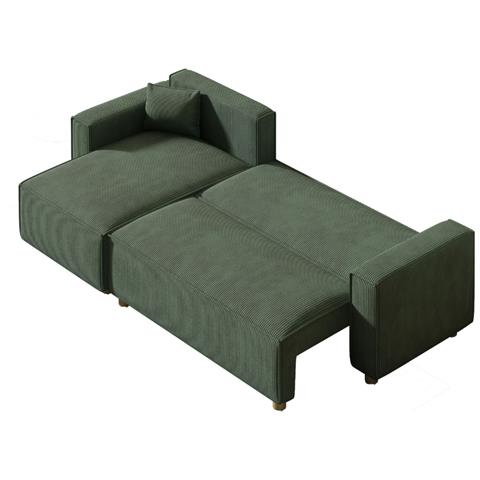 Cosy Divano Ad Angolo Trasformabile In Velluto A Coste Verde - Foto 2