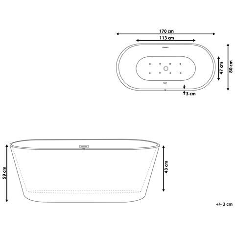 Vasca Idromassaggio Freestanding Con Led Havana 170 X 80 Cm Bianco - Foto 5