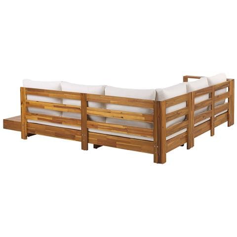 Divano Angolare 5 Posti Legno Di Acacia Chiaro E Bianco Sporco Destro Marettimo - Foto 2