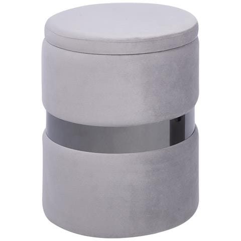 Set Di 2 Pouf Contenitore Doris Velluto Grigio Chiaro - Foto 2