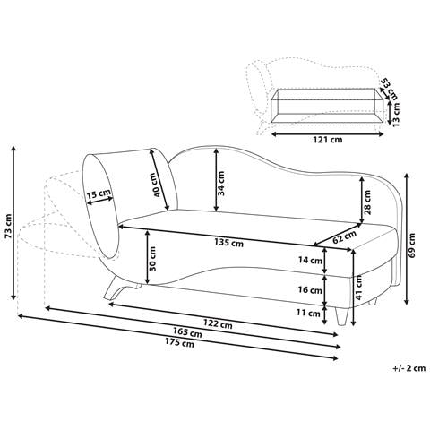 Chaise Longue Versione Sinistra Meri Velluto Grigio Chiaro Con Contenitore - Foto 2