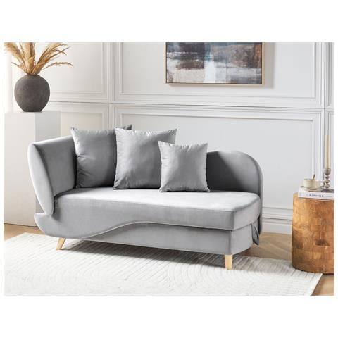 Chaise Longue Versione Sinistra Meri Velluto Grigio Chiaro Con Contenitore - Foto 7