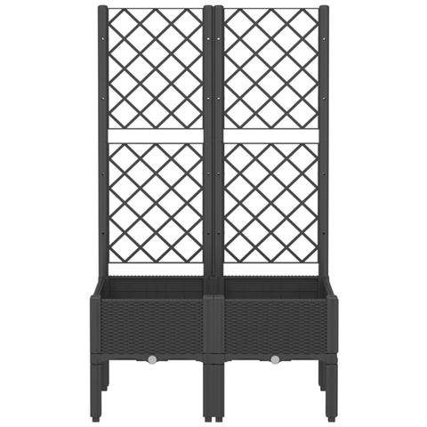 Fioriera Da Giardino Con Traliccio Nera 80x40x142 Cm In Pp - Foto 3