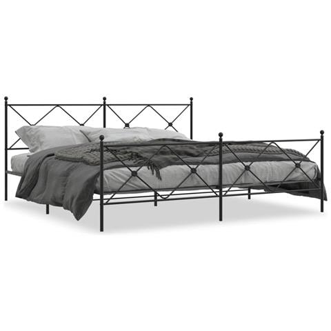 Giroletto Con Testiera E Pediera Metallo Nero 193x203 Cm - Foto 1