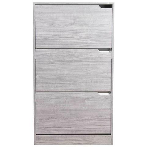 Scarpiera 3 Ante Ripiani Porta Scarpe Doppia Profondita Legno 63x24x115 Grigio - Foto 2
