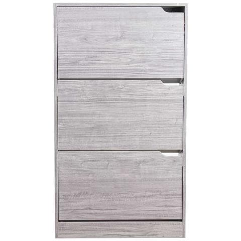Scarpiera 3 Ante Ripiani Porta Scarpe Doppia Profondita Legno 63x24x115 Grigio - Foto 5